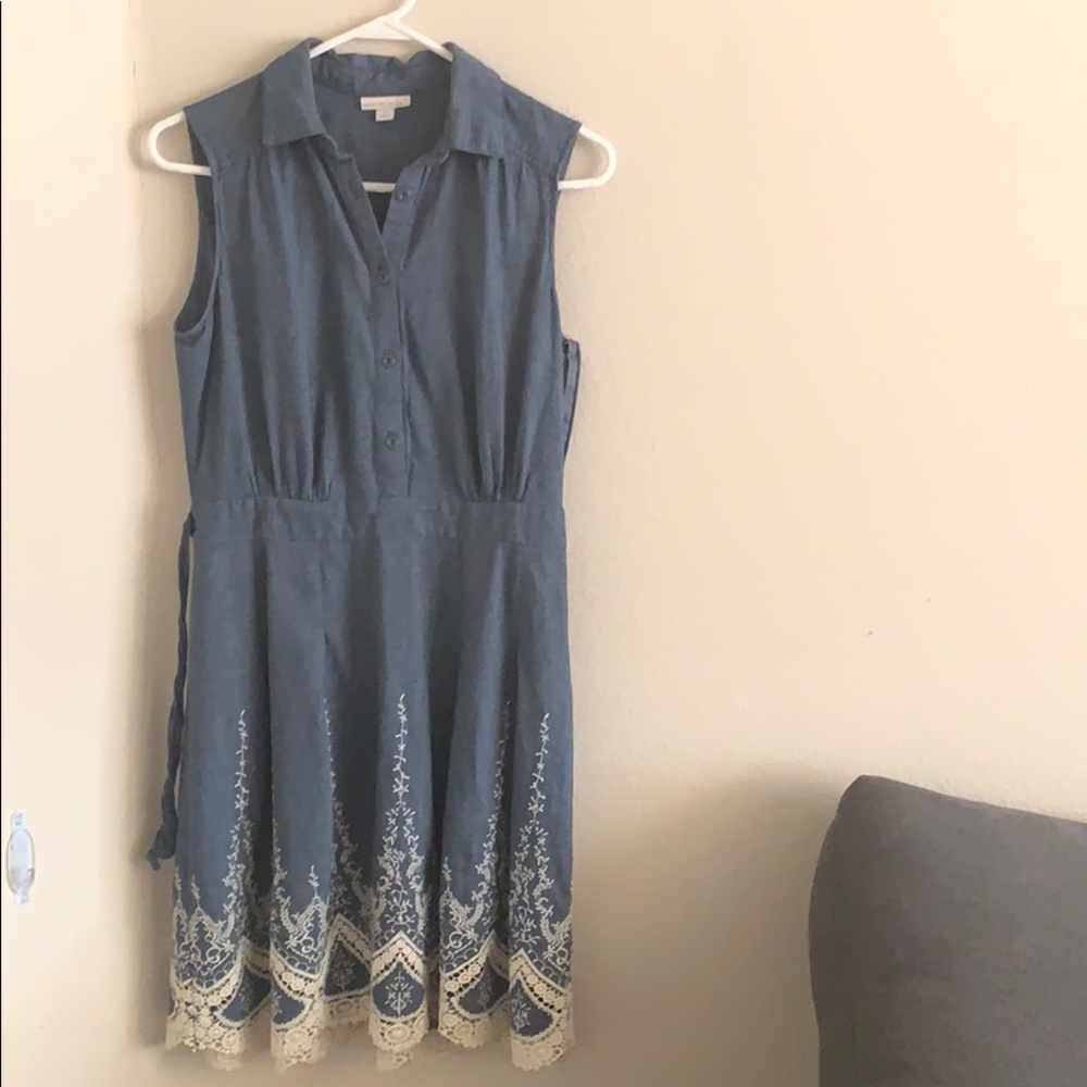 Dress Barn Chambray denim lace dress